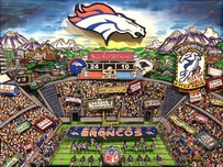 Charles Fazzino 3D Art Charles Fazzino 3D Art NFL: Denver Broncos Hand Painted (Framed)